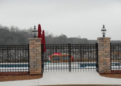 ornamental gated pool area